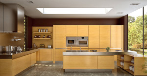 Kitchen cabinets with flat doors look modern